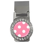 Polka Dots - White on Flamingo Pink Money Clip (CZ)