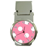 Polka Dots - White on Flamingo Pink Money Clip Watch