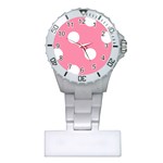 Polka Dots - White on Flamingo Pink Nurses Watch