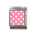 Polka Dots - White on Flamingo Pink Italian Charm (13mm)