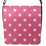 Polka Dots - White on Flamingo Pink Flap Closure Messenger Bag (S)
