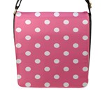Polka Dots - White on Flamingo Pink Flap Closure Messenger Bag (L)