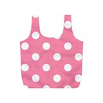 Polka Dots - White on Flamingo Pink Full Print Recycle Bag (S)