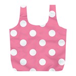 Polka Dots - White on Flamingo Pink Full Print Recycle Bag (L)