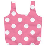 Polka Dots - White on Flamingo Pink Full Print Recycle Bag (XL)