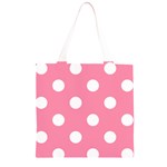 Polka Dots - White on Flamingo Pink Grocery Light Tote Bag