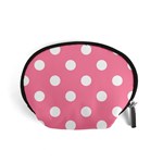 Polka Dots - White on Flamingo Pink Accessory Pouch (Small)