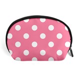 Polka Dots - White on Flamingo Pink Accessory Pouch (Large)