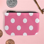 Polka Dots - White on Flamingo Pink Mini Coin Purse