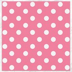 Polka Dots - White on Flamingo Pink Canvas 12  x 12 