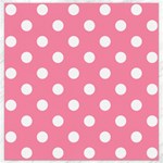 Polka Dots - White on Flamingo Pink Canvas 16  x 16 