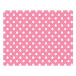 Polka Dots - White on Flamingo Pink Double Sided Flano Blanket (Large)