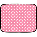 Polka Dots - White on Flamingo Pink Fleece Blanket (Mini)