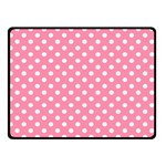 Polka Dots - White on Flamingo Pink Double Sided Fleece Blanket (Small) (Two Sides)