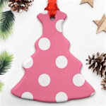 Polka Dots - White on Flamingo Pink Ornament (Christmas Tree)
