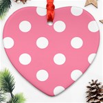 Polka Dots - White on Flamingo Pink Ornament (Heart)