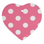Polka Dots - White on Flamingo Pink Heart Ornament (Two Sides)