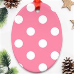 Polka Dots - White on Flamingo Pink Ornament (Oval)