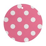 Polka Dots - White on Flamingo Pink Ornament (Round)