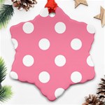 Polka Dots - White on Flamingo Pink Ornament (Snowflake)