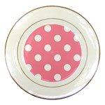 Polka Dots - White on Flamingo Pink Porcelain Plate