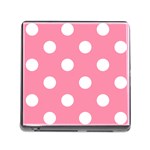 Polka Dots - White on Flamingo Pink Memory Card Reader (Square)