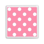 Polka Dots - White on Flamingo Pink Memory Card Reader with Storage (Square)