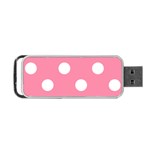 Polka Dots - White on Flamingo Pink Portable USB Flash (Two Sides)