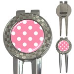 Polka Dots - White on Flamingo Pink 3-in-1 Golf Divot