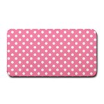 Polka Dots - White on Flamingo Pink Medium Bar Mat