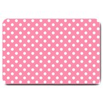 Polka Dots - White on Flamingo Pink Large Doormat