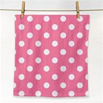Polka Dots - White on Flamingo Pink Face Towel
