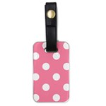 Polka Dots - White on Flamingo Pink Luggage Tag (One Side)