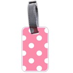 Polka Dots - White on Flamingo Pink Luggage Tag (Two Sides)