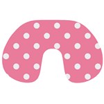 Polka Dots - White on Flamingo Pink Travel Neck Pillow