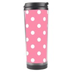 Polka Dots - White on Flamingo Pink Travel Tumbler