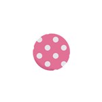 Polka Dots - White on Flamingo Pink 1  Mini Button