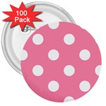Polka Dots - White on Flamingo Pink 3  Button (100 pack)