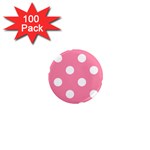 Polka Dots - White on Flamingo Pink 1  Mini Magnet (100 pack)