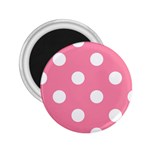 Polka Dots - White on Flamingo Pink 2.25  Magnet