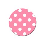 Polka Dots - White on Flamingo Pink Magnet 3  (Round)