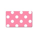 Polka Dots - White on Flamingo Pink Magnet (Name Card)