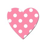 Polka Dots - White on Flamingo Pink Magnet (Heart)