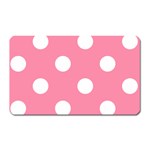 Polka Dots - White on Flamingo Pink Magnet (Rectangular)