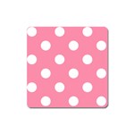 Polka Dots - White on Flamingo Pink Magnet (Square)