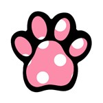 Polka Dots - White on Flamingo Pink Magnet (Paw Print)