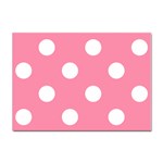 Polka Dots - White on Flamingo Pink Sticker A4 (10 pack)