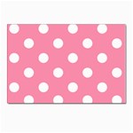 Polka Dots - White on Flamingo Pink Postcard 4  x 6 