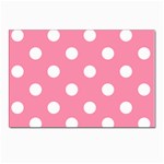 Polka Dots - White on Flamingo Pink Postcards 5  x 7  (Pkg of 10)