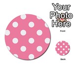 Polka Dots - White on Flamingo Pink Multi-purpose Cards (Round)
